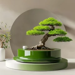 Deurstickers green bonsai showcase © Thanathat