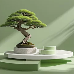Foto op Plexiglas green bonsai showcase © Thanathat