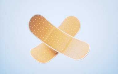 Adhesive bandage with medical concept, 3d rendering.