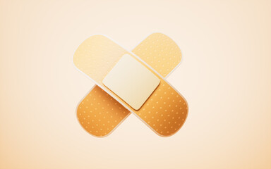 Adhesive bandage with medical concept, 3d rendering.