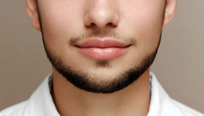 Male lips with botox, metrosexual well-groomed male concept. Botox application and injections