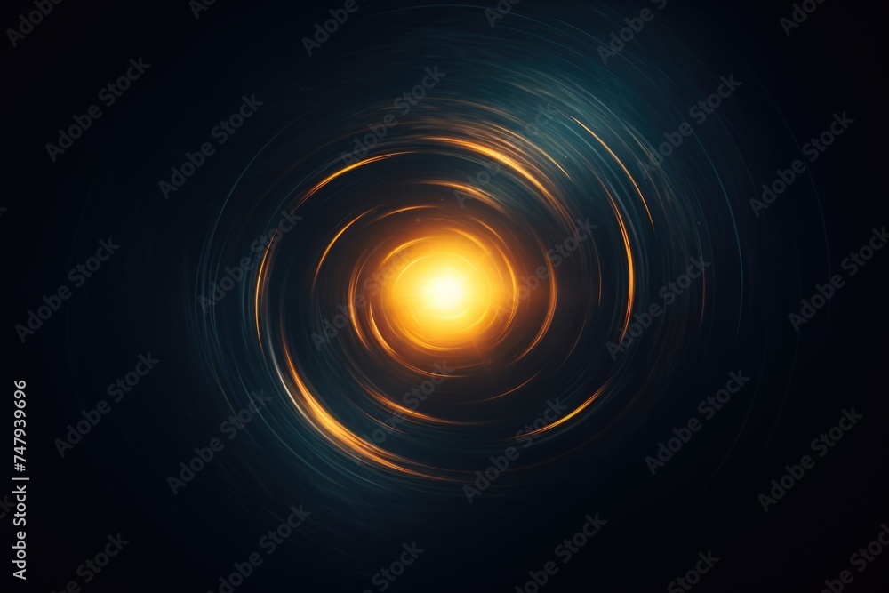 Poster a bright circular light shining in the dark, suitable for various creative projects