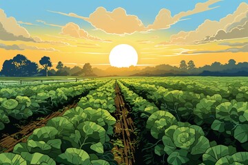 a field of cabbages and trees