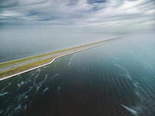 The Afsluitdijk (Closure Dyke) - major dam and causeway in the Netherlands