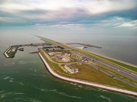 The Afsluitdijk (Closure Dyke) - major dam and causeway in the Netherlands