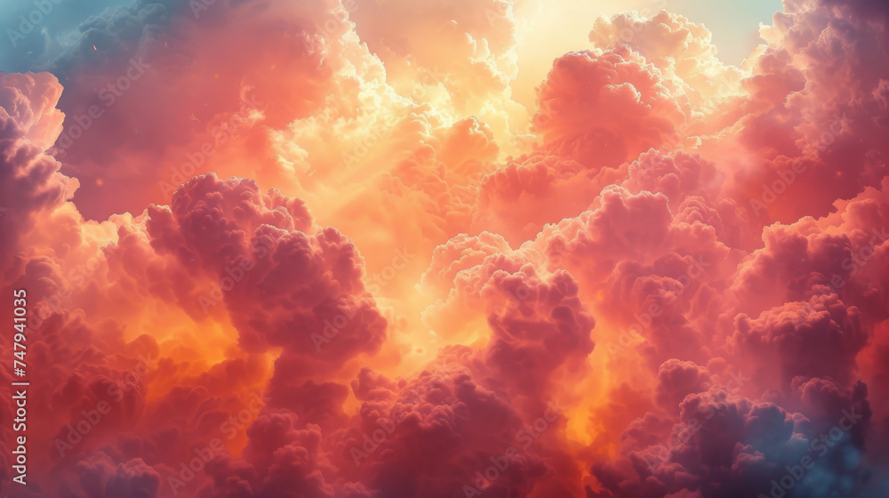 Poster closeup of the sky as it transforms from a clear pale blue to a canvas of fiery oranges and pinks.