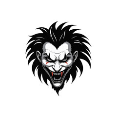 vector illustration of a Halloween clown face joker head concept. lion face joker logo