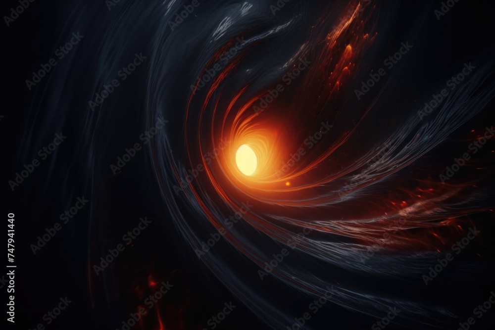 Poster Abstract swirl design with a glowing light at the end, suitable for various graphic design projects