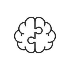 Intellect, logic linear icon. The puzzle brain. Line with editable stroke