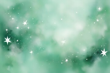 Pastel green watercolor with shiny stars and bokeh effect, fantastic magical texture
