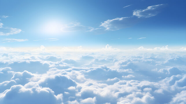 Ethereal Panoramic View: High Above The Clouds with Ambient Sunlight © Verna