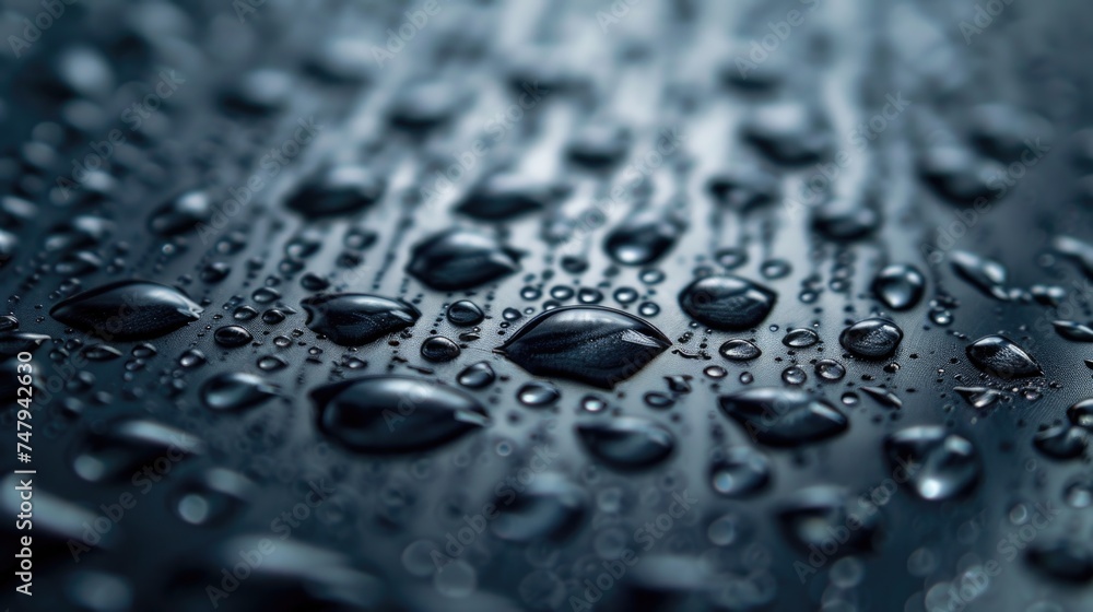 Poster close up of water droplets on a surface. great for nature and texture backgrounds