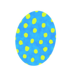 Cute Painted Egg with yellow polka dots, isolated on transparent background. Easter egg icon. 