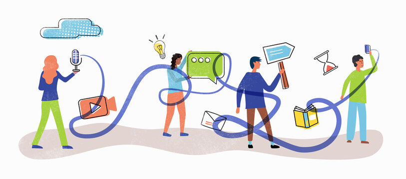 Creative young people sharing ideas on social media - Powered by Adobe