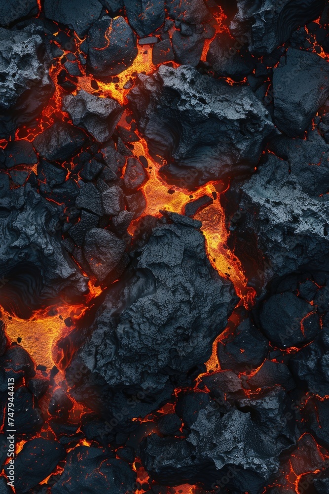 Poster close up view of a lava covered area. suitable for geology and natural disaster concepts