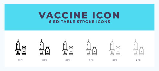 Vaccine lineal icon symbol vector. Black outline for web. App. Presentation and more.