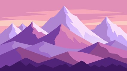 Simplified Mountain Range Vector Art.