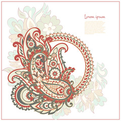 Floral Paisley vector pattern. Damask Isolated ornament - 747945211