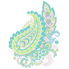 Floral Paisley colorful vector ornament. Isolated Pattern  - 747945222