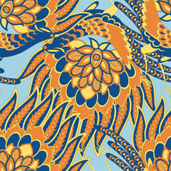 Paisley Floral oriental ethnic Pattern. Vector Seamless Ornamental Indian fabric patterns. - 747945276