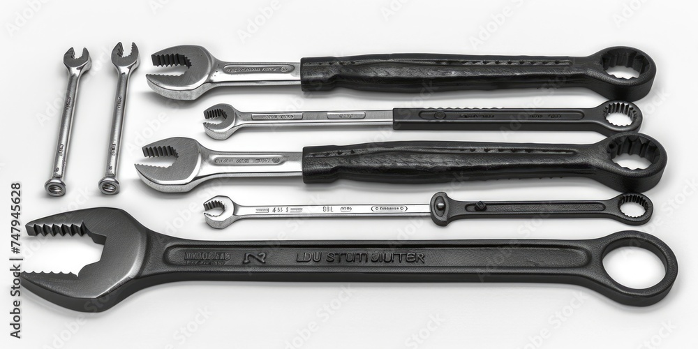 Poster Various tools arranged neatly on a table. Perfect for DIY projects or construction themes