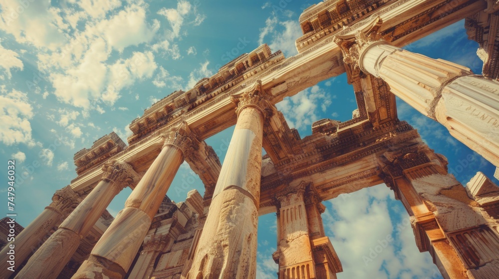 Aufkleber A very tall building with beautiful columns. Perfect for architectural designs
