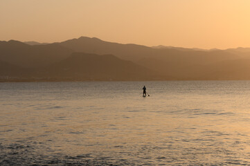 Fototapeta na wymiar man doing SUP boarding on the Mediterranean Sea 5