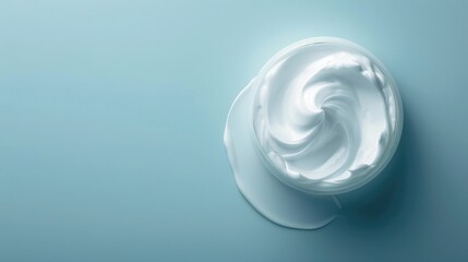 Blue background plain cream white cream skin care products cosmetics - obrazy, fototapety, plakaty