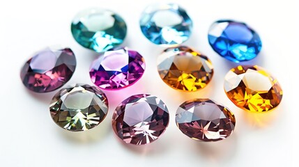 Fototapeta premium Bright gems isolated on a white background