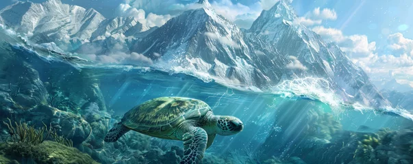 Foto op Plexiglas Climate change affecting the fantasy world melting glaciers © HappyTime 17