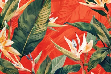 Colorful bouquet of flowers on a vibrant red background. Perfect for floral designs or festive occasions
