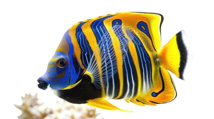 Naklejka premium Angel fish, Royal angelfish, Pygoplites diacanthus in tropical coral reef isolated on white background