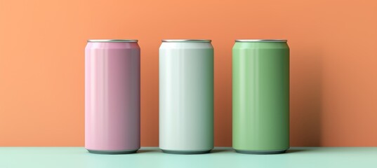 Mockup aluminum soda can with copy space on abstract background for text placement