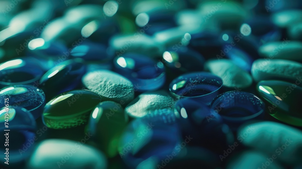Poster close up view of a bunch of colorful bottle caps. perfect for beverage industry or recycling concept