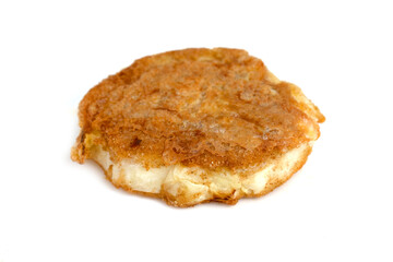 Fried diet cutlet on white background