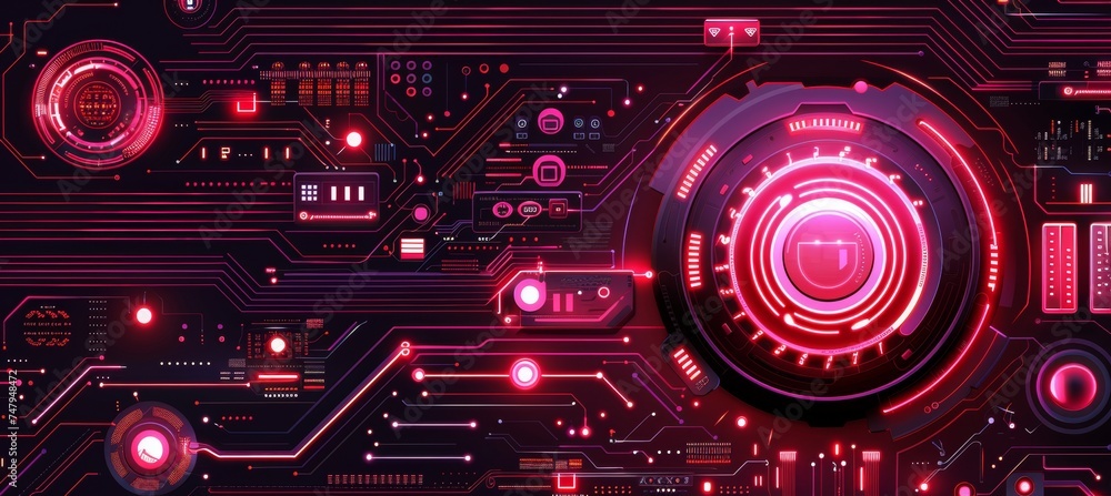 Poster abstract backdrop featuring a blend of modern technology elements and futuristic design aesthetics.