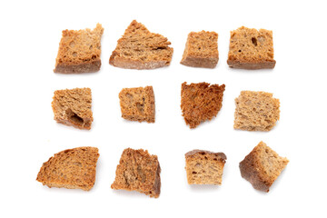 Square fried crackers on a white background.
