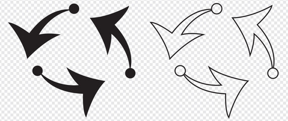3 arrow pictogram refresh reload rotation loop sign set. Volume 02. Simple black icon on white background. Modern mono solid plain flat minimal style. Vector illustration web design elements 8 - obrazy, fototapety, plakaty