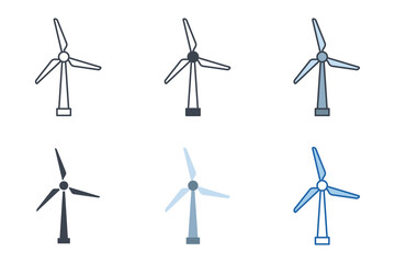 Wind Turbine icons with different styles. wind power symbol vector illustration isolated on white background