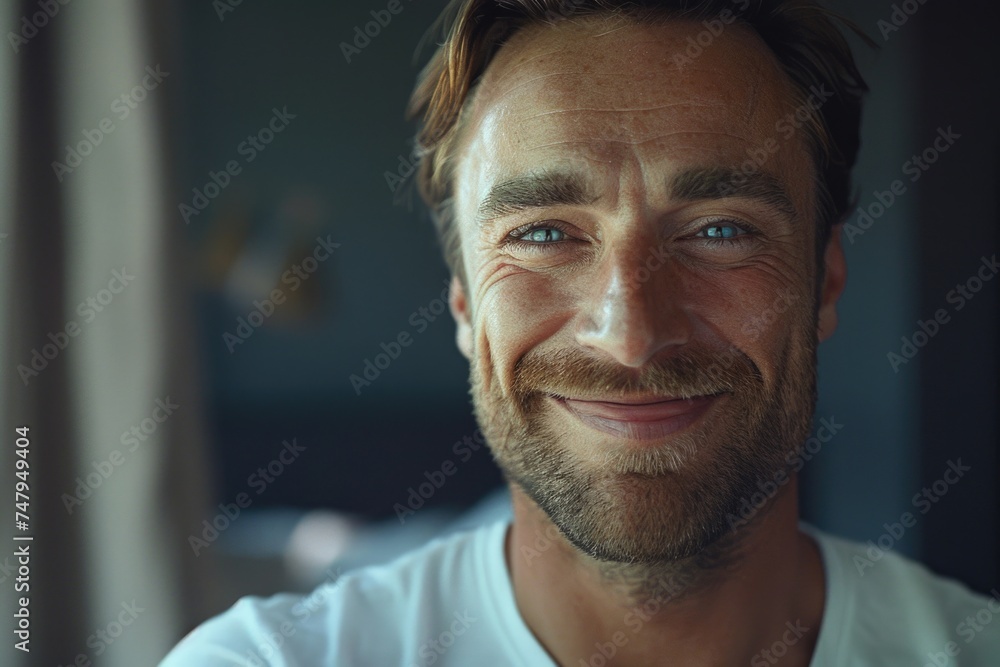 Poster Detailed image of a man with a beard, versatile for various projects