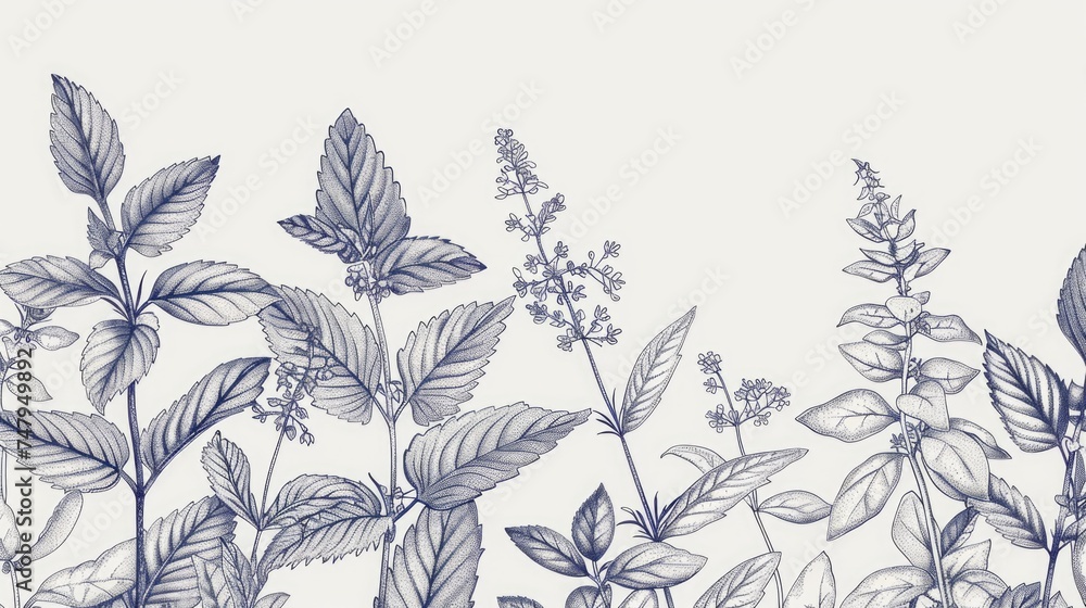 Poster drawing of flowers and leaves suitable for various design projects
