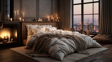 Bedroom comfort defined by cozy white bedding