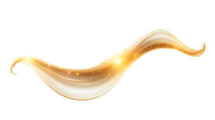 vector golden sparkling falling star with a stardust trail, creating a cosmic glittering wave effect, against an empty white background