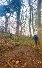 View of a Child walking in the woods