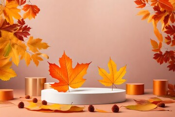 Naklejka na ściany i meble autumn background with leaves