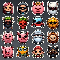 Obraz premium set of funny animals