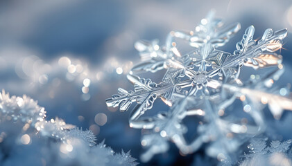 Texture of a frosty snowflake with a metallic sheen and frosted edges.
