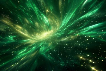 Space sky with green flares and lights