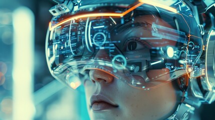 Innovative technology concepts featuring Virtual reality glasses and Augmented reality glasses