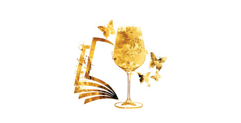 Golden wine glass background vector illustration. - 747952674